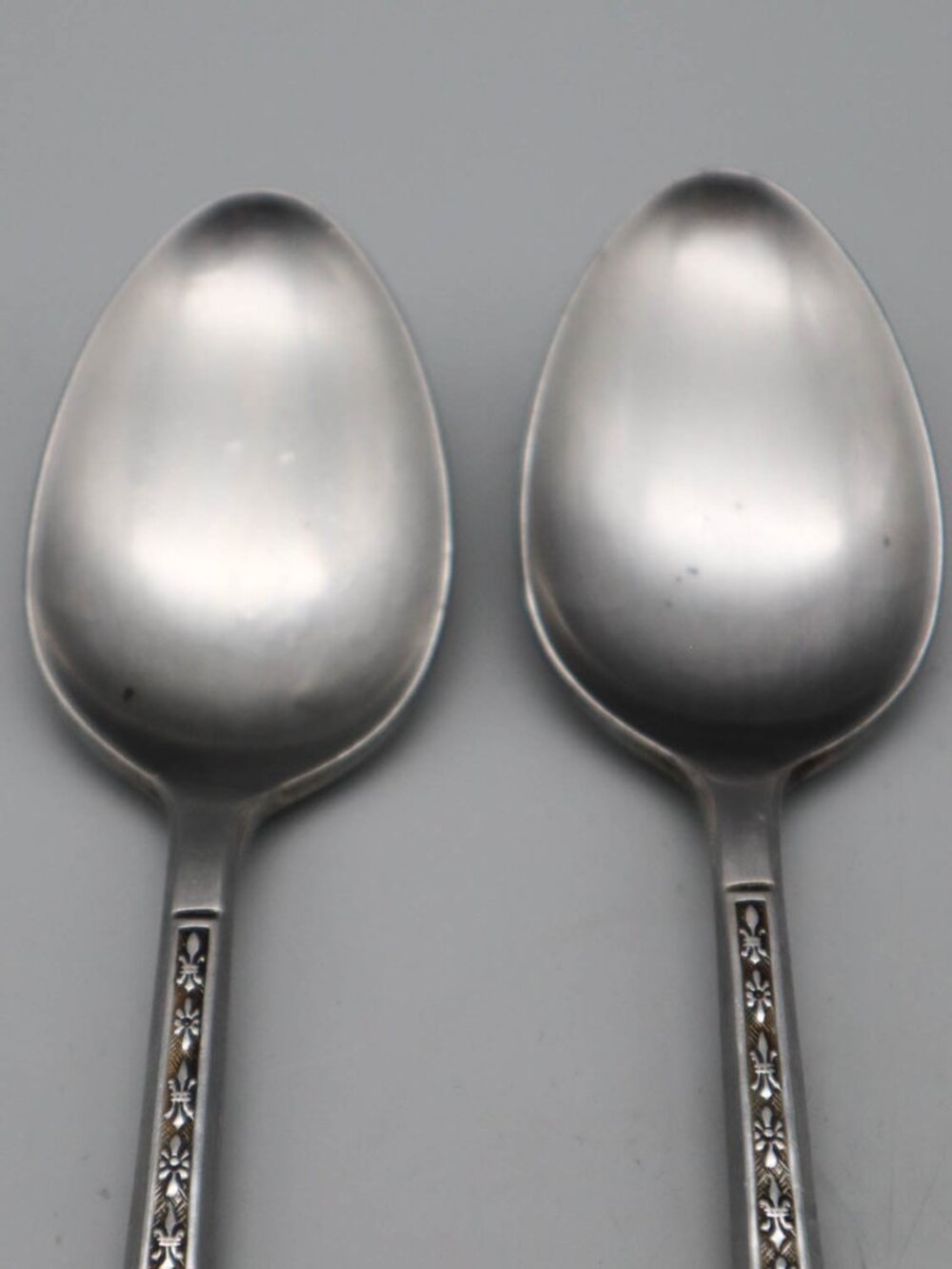 Interpur Florenz Stainless Steel Flatware Japan 2 Oval Soup Place Spoons Floral - Picture 2 of 6